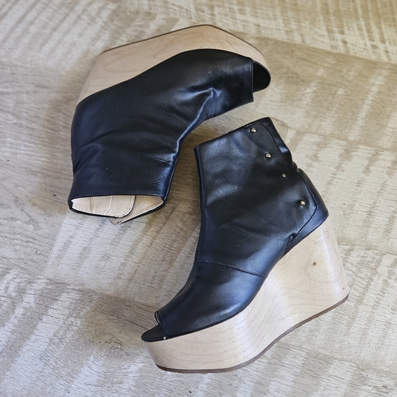 Sydney Brown Shoes - Sydney Brown Peep Toe Vegan Platform Booties